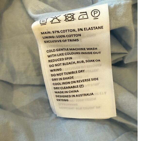 BARDOT Junior Light Blue Babydoll Mini Cotton Dress Girls size 14 - Picture 5 of 7